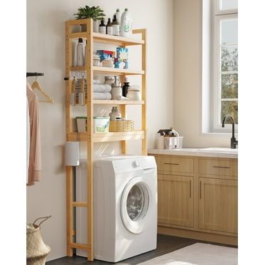 4-Tier Over The Toilet Storage Bamboo Over Toilet Shelf Bathroom Storage Organizer with Adjustable Shelf, Natural