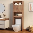 thumbnail image 1 of Over The Toilet Storage, 77" Over The Toilet Storage Cabinet  with Double Door Cabinet, Taller Bathroom Organizer with Open Shelves, Bathroom Space Saver Organizer Above Toilet, 1 of 6