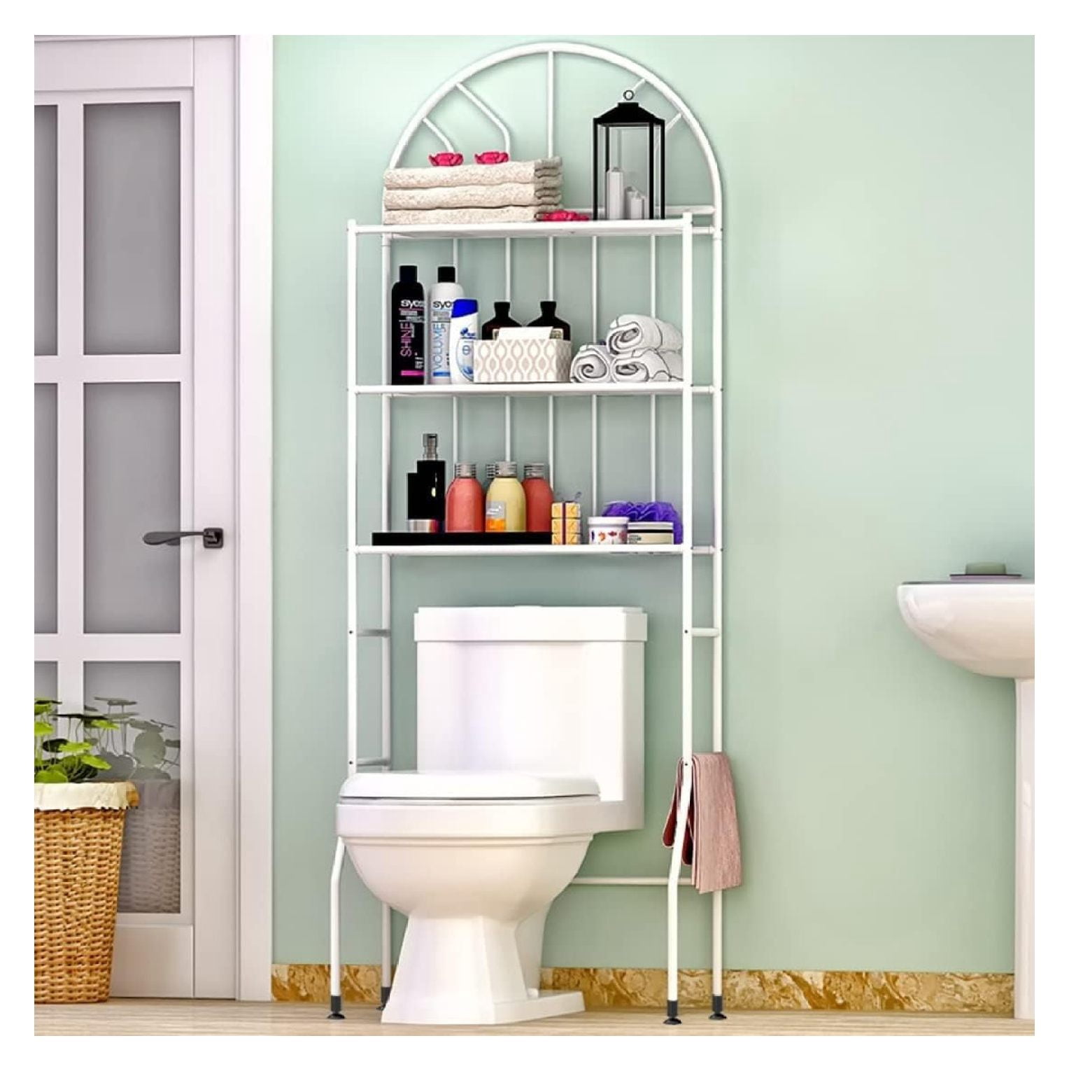 Over The Toilet Storage, Bathroom Organizer, 3-Tier White Bathroom ...