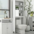 thumbnail image 1 of Over The Toilet Storage Cabinet,2-Tier Bathroom Shelves Organizer Space Saver Freestanding Restroom Shelf with 2 Doors,White, 1 of 7