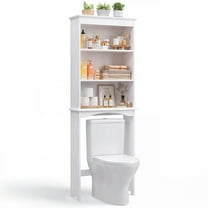 Over The Toilet Storage Cabinet, Asofer Bathroom Storage Cabinet with Adjustable Shelf, Freestanding Bathroom Organizer, White