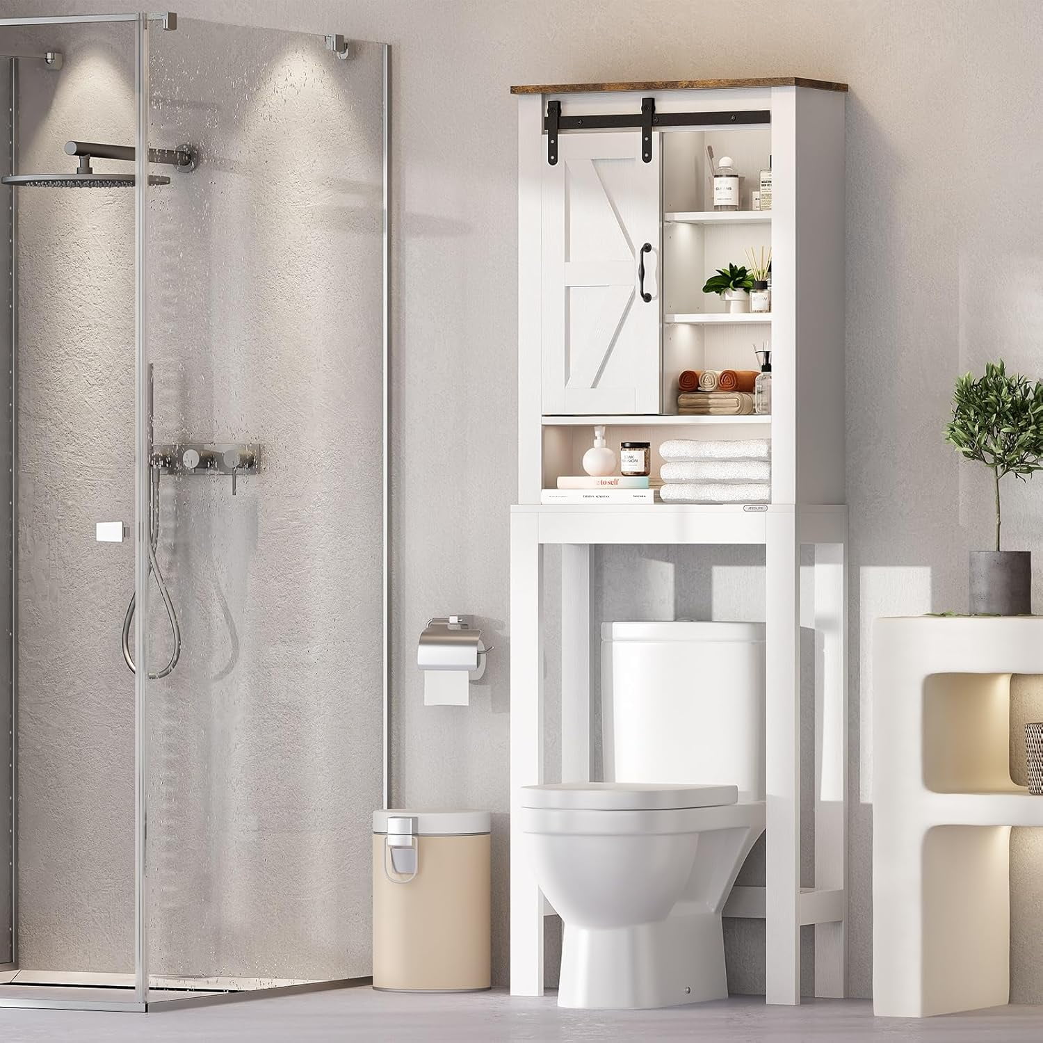 Over The Toilet Storage with Cabinet, Bathroom Storage Organizer Above ...