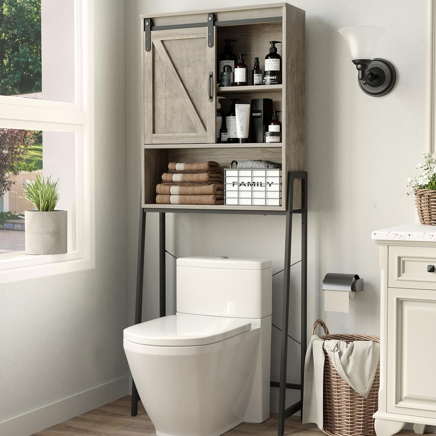 Over The Toilet Storage Cabinet Bathroom Organizer with Adjustable ...