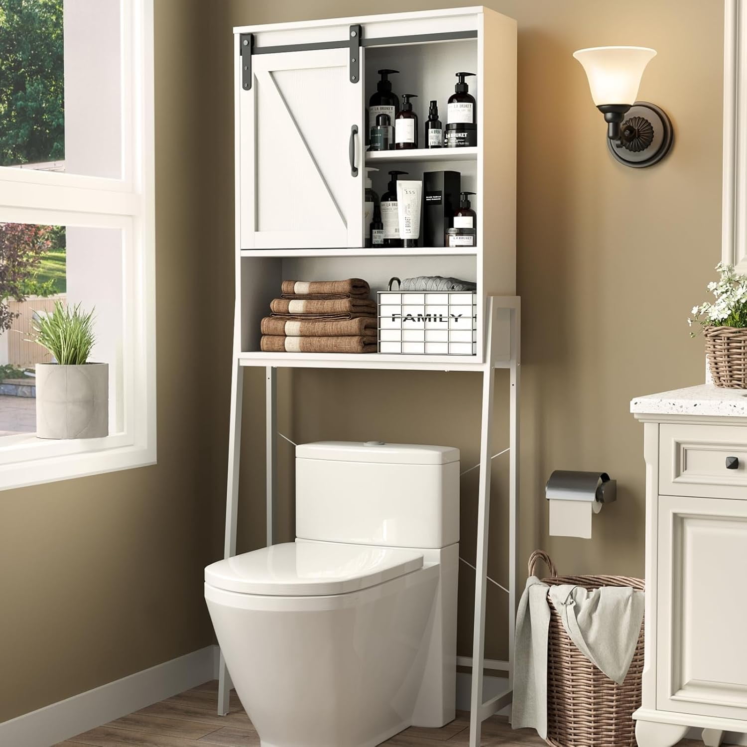Over The Toilet Storage Cabinet Bathroom Organizer with Adjustable ...