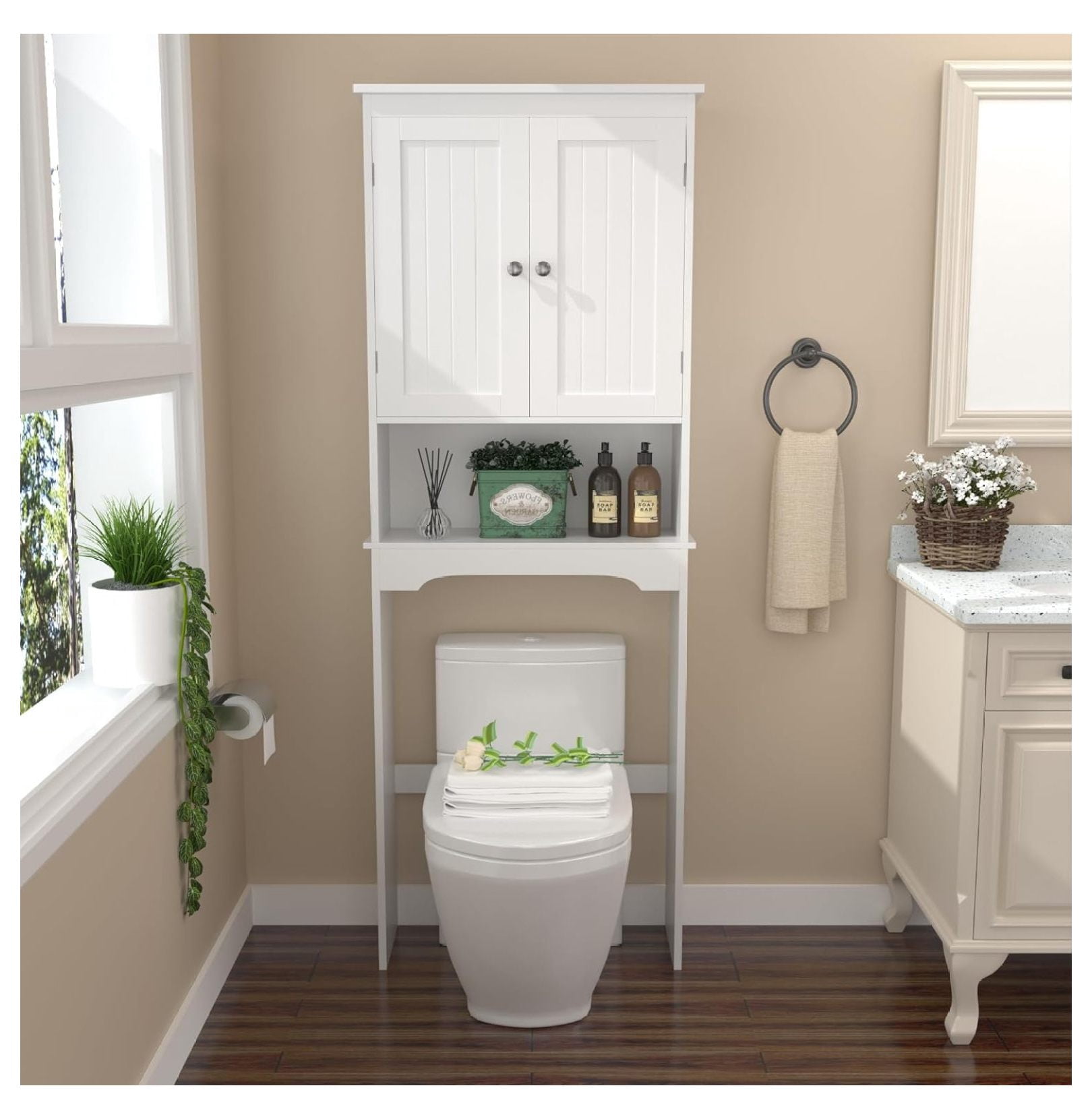 Over The Toilet Storage Cabinet, Bathroom Organizer with Shelves, Space-Saving Bathroom Over ...