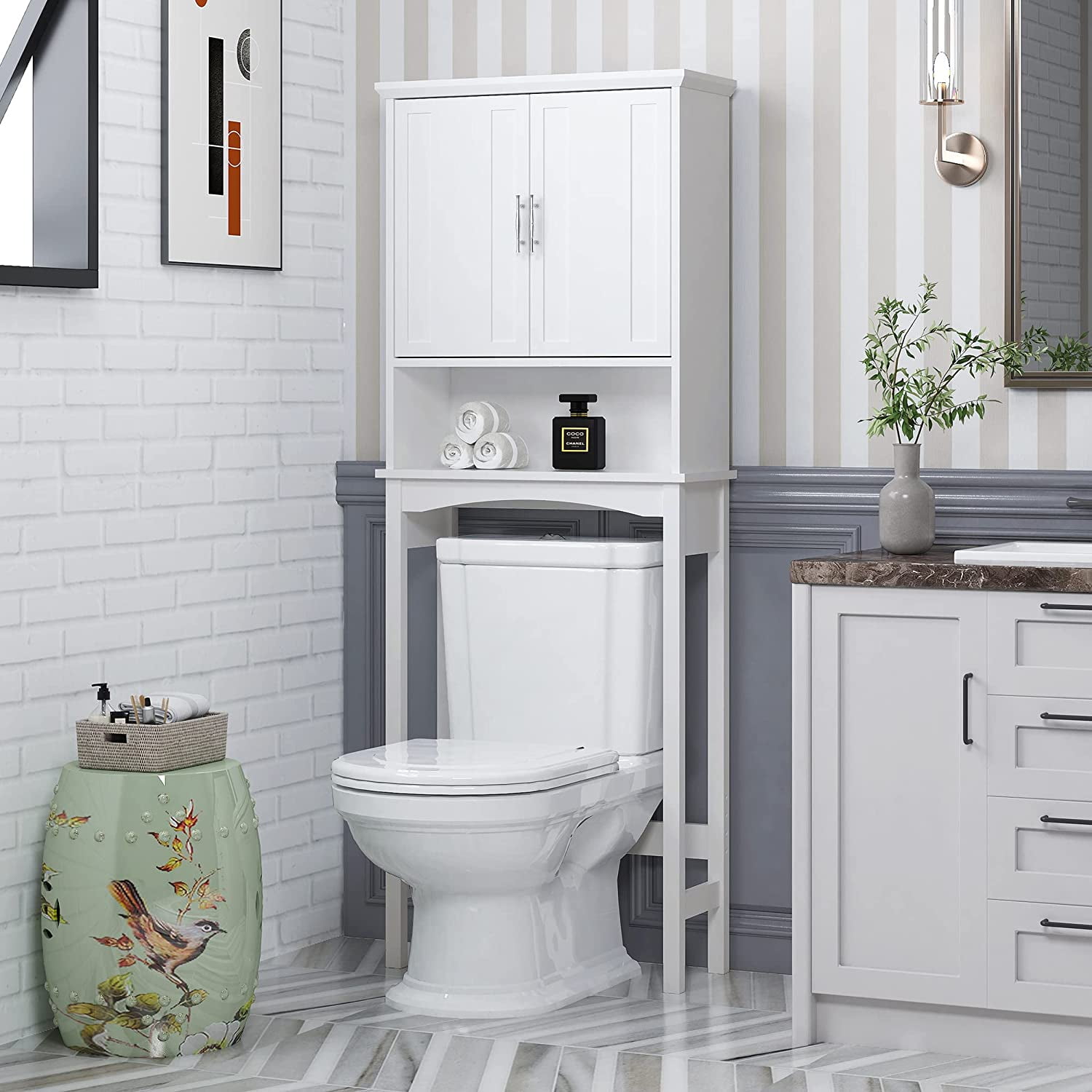 Over The Toilet Storage Cabinet, Bathroom Shelf Over Toilet, Bathroom Organizer Space Saver ...