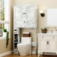 thumbnail image 1 of Over The Toilet Storage Cabinet,Bathroom Storage Cabinet with Wooden Doors,Bathroom Organizer Over-The-Toilet Cabinet(Distressed White), 1 of 8