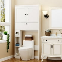 Over The Toilet Storage Cabinet,Bathroom Storage Cabinet with Wooden Doors,Bathroom Organizer Over-The-Toilet Cabinet(White)
