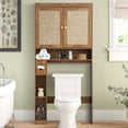 thumbnail image 1 of Over The Toilet Storage Cabinet, Bathroom Storage Organizer, Toilet Rack with Inner Adjustable Shelf,Two Doors-Yellow oak grain, 1 of 7