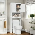 thumbnail image 1 of Over the Toilet Storage Cabinet - White Bathroom Shelf Organizer with Adjustable Shelf, Anti-Tip Device, Space-Saving Freestanding Design, 1 of 10