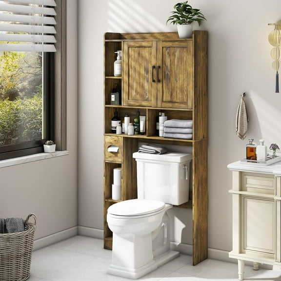 Over The Toilet Storage Cabinet, Farmhouse Storage Cabinet Over Toilet with Barn Door,Home Space-Saving Toilet Rack, for Restroom, Laundry, Bathroom