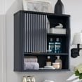 Over The Toilet Storage with Fluted Sliding Door 68" Tall Wood