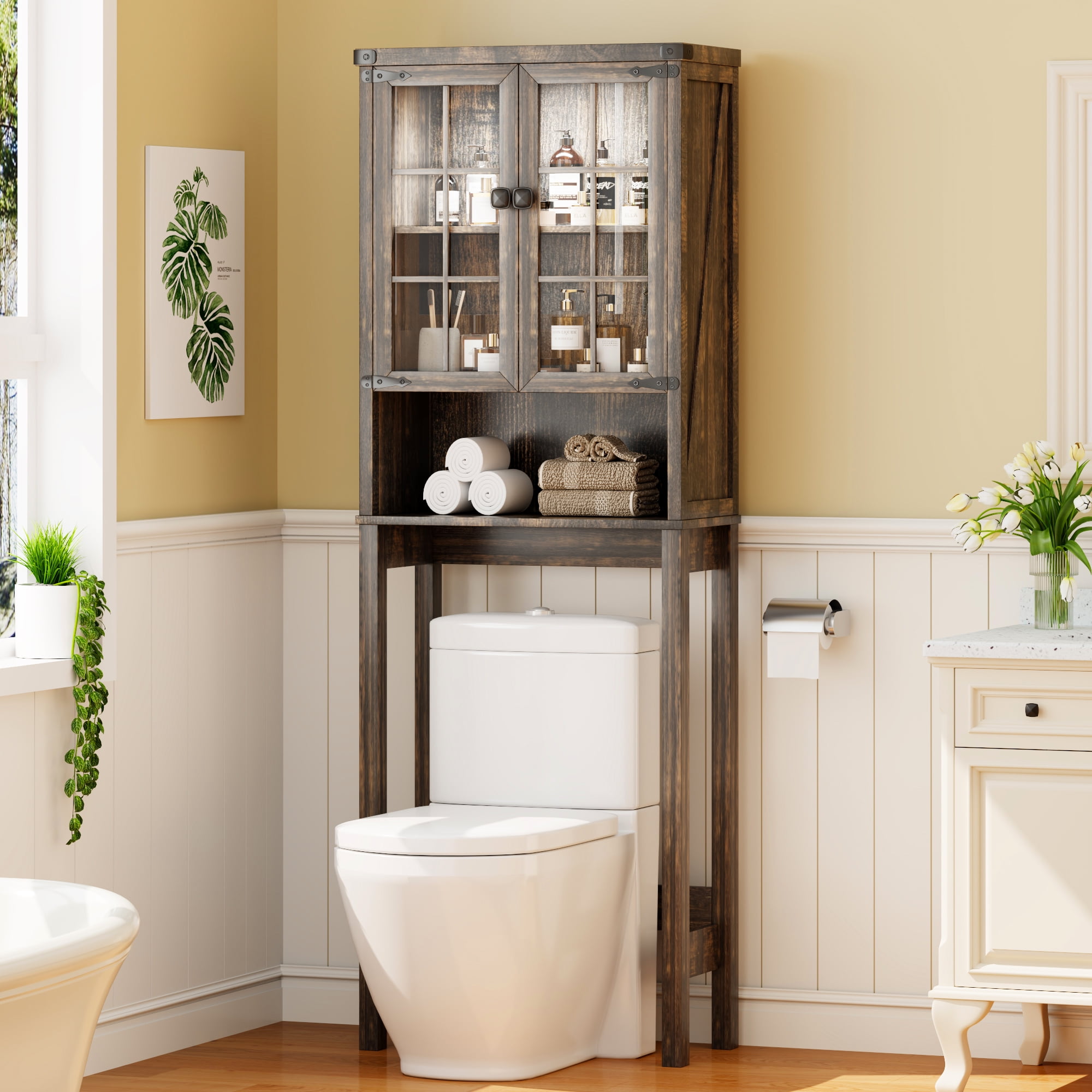 Over The Toilet Storage with Shelves & Doors, Toilet Shelf