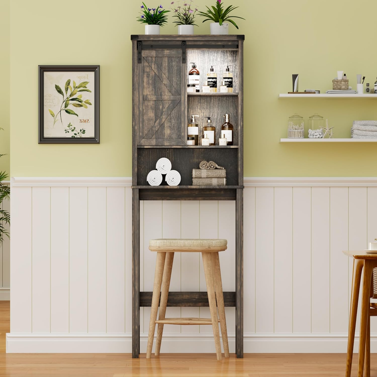 Over The Toilet Storage with Shelves & Doors Farmhouse Toilet