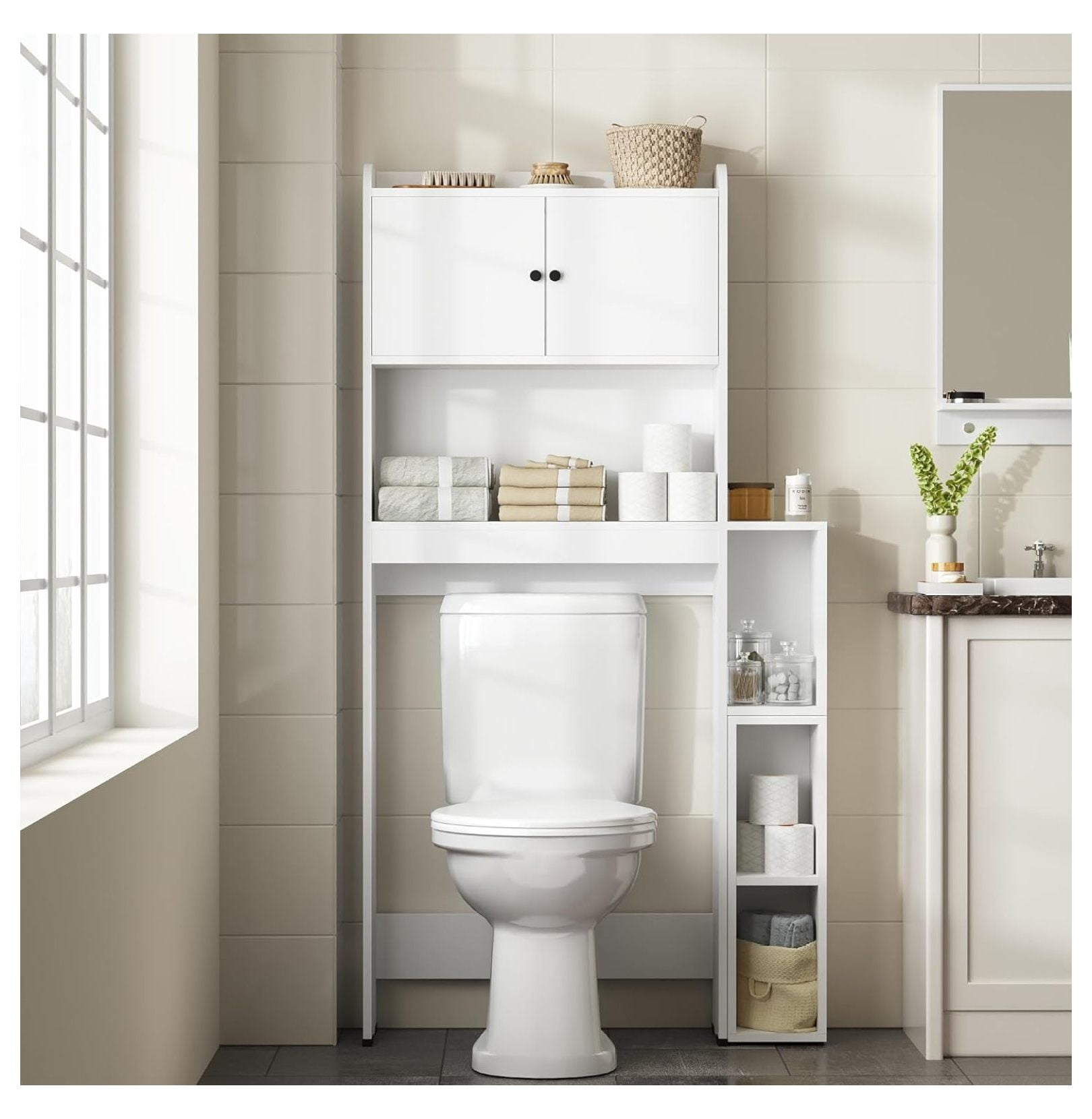 Over The Toilet Storage Cabinet, White Modern Above Toilet Storage ...