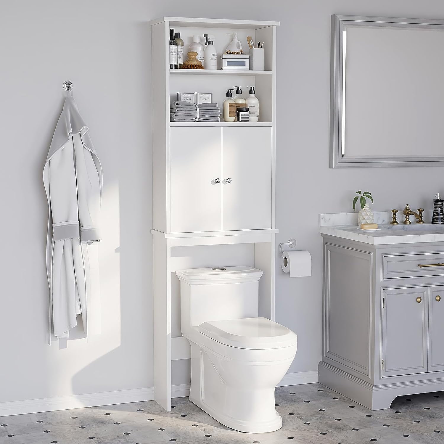 Over The Toilet Storage Cabinet for Bathroom Black Bathroom Storage ...