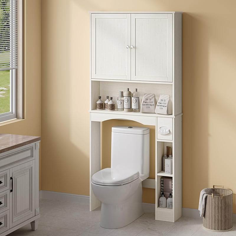 Furnideco Over The Toilet Storage Cabinet - 32.3" Wide Farmhouse Style With Barn Doors