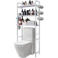thumbnail image 1 of Over The Toilet Storage Rack 3 Tier Bathroom Organizer Shelf Over Toilet Freestanding Space Saver Toilet Stands with 10 Hooks Multifunctional (White), 1 of 12