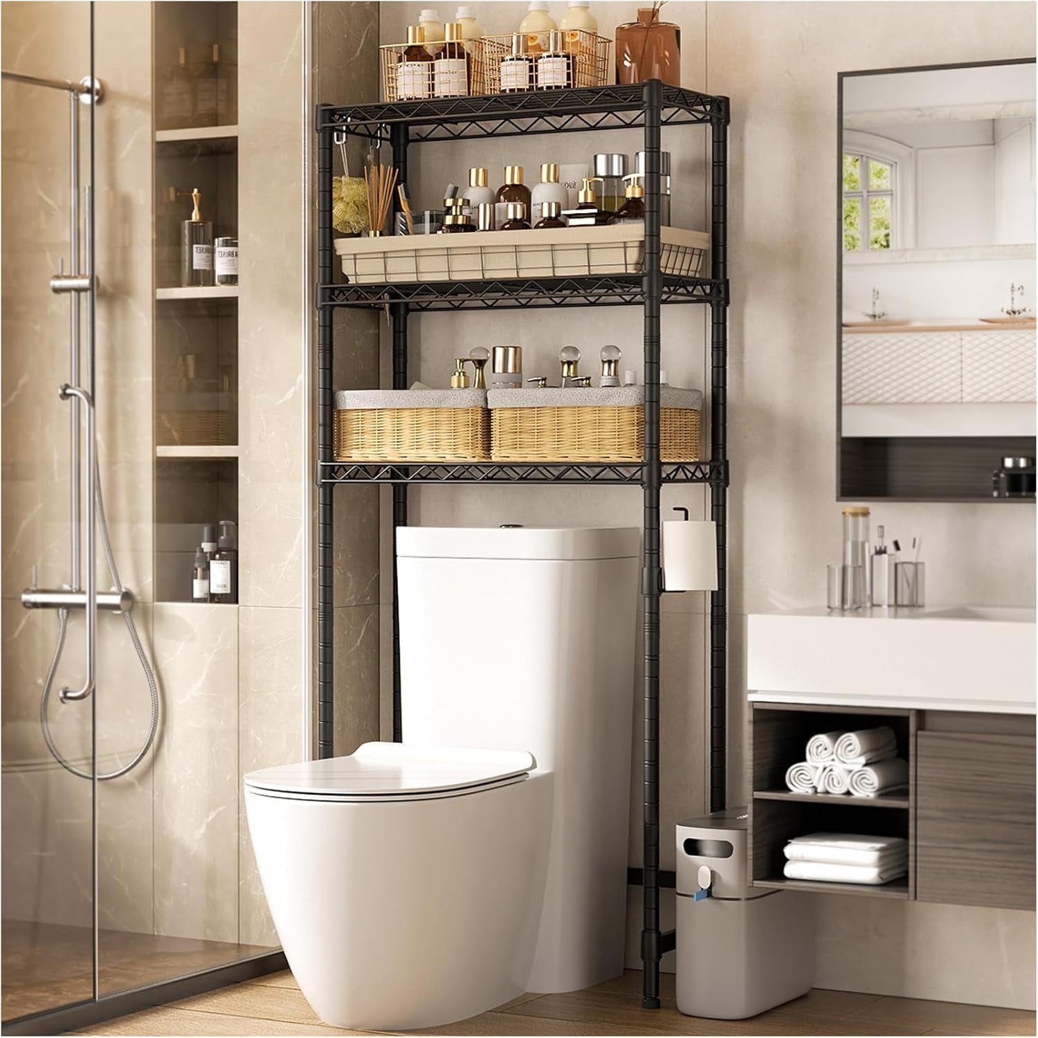 Over-The-Toilet Storage Rack 3-Tier Bathroom Organizer and Storage ...