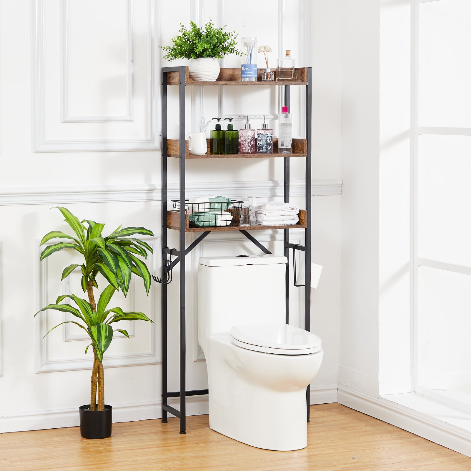 Over The Toilet Storage Rack, 3 Tier Bathroom Over Toilet Shelf Organizer, Freestanding Above