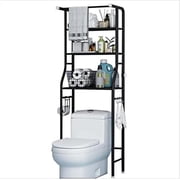 Over The Toilet Storage Rack, 3 Tier Freestanding Bathroom Organizer Shelf, Anti-Rust Metal Space Saving Laundry & Toilet Storage Rack, Black
