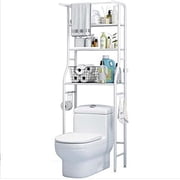 Over The Toilet Storage Rack, 3 Tier Freestanding Bathroom Organizer Shelf, Anti-Rust Metal Space Saving Laundry & Toilet Storage Rack, White