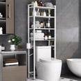 thumbnail image 1 of Over-The-Toilet Storage Rack, 4-Tier Bathroom Organizer Shelf Over Toilet with Adjustable Shelf and Basket, Freestanding Space Saver Bathroom Shelves Above Toilet for Room (Pure White), 1 of 5