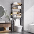 thumbnail image 1 of Over-The-Toilet Storage Rack 4-Tier,Bathroom Organizer Shelf Over Toilet,Adjustable Wooden Shelves and Basket,Freestanding Above Toilet Shelf,Space Saver for Rooms(Black Rack-Rustic Brown Shelves), 1 of 9