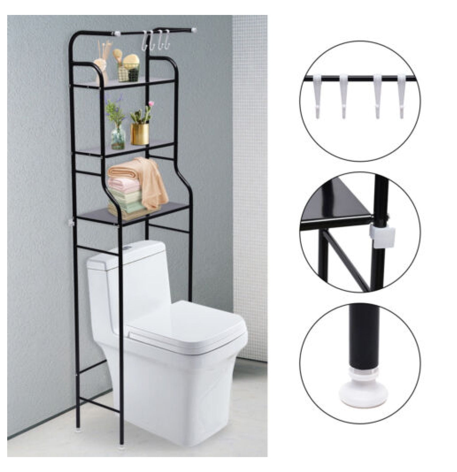 Over The Toilet Storage Rack 4Tier Metal Bathroom Shelf Space Saver