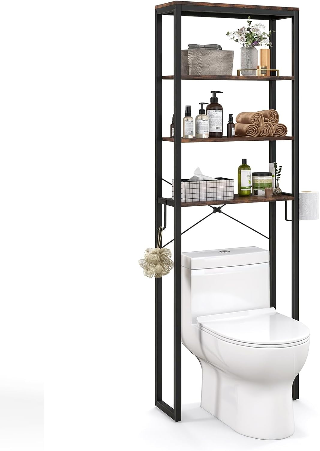 Over The Toilet Storage Rack, 70 Inch Tall Bathroom Space Saver w/Metal