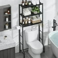 thumbnail image 1 of Over-The-Toilet Storage Rack - Freestanding Over The Toilet Storage Cabinet with Paper Holder & Hooks, Bathroom Organizers and Storage, Black, 3 Tiers (61" H), 1 of 10