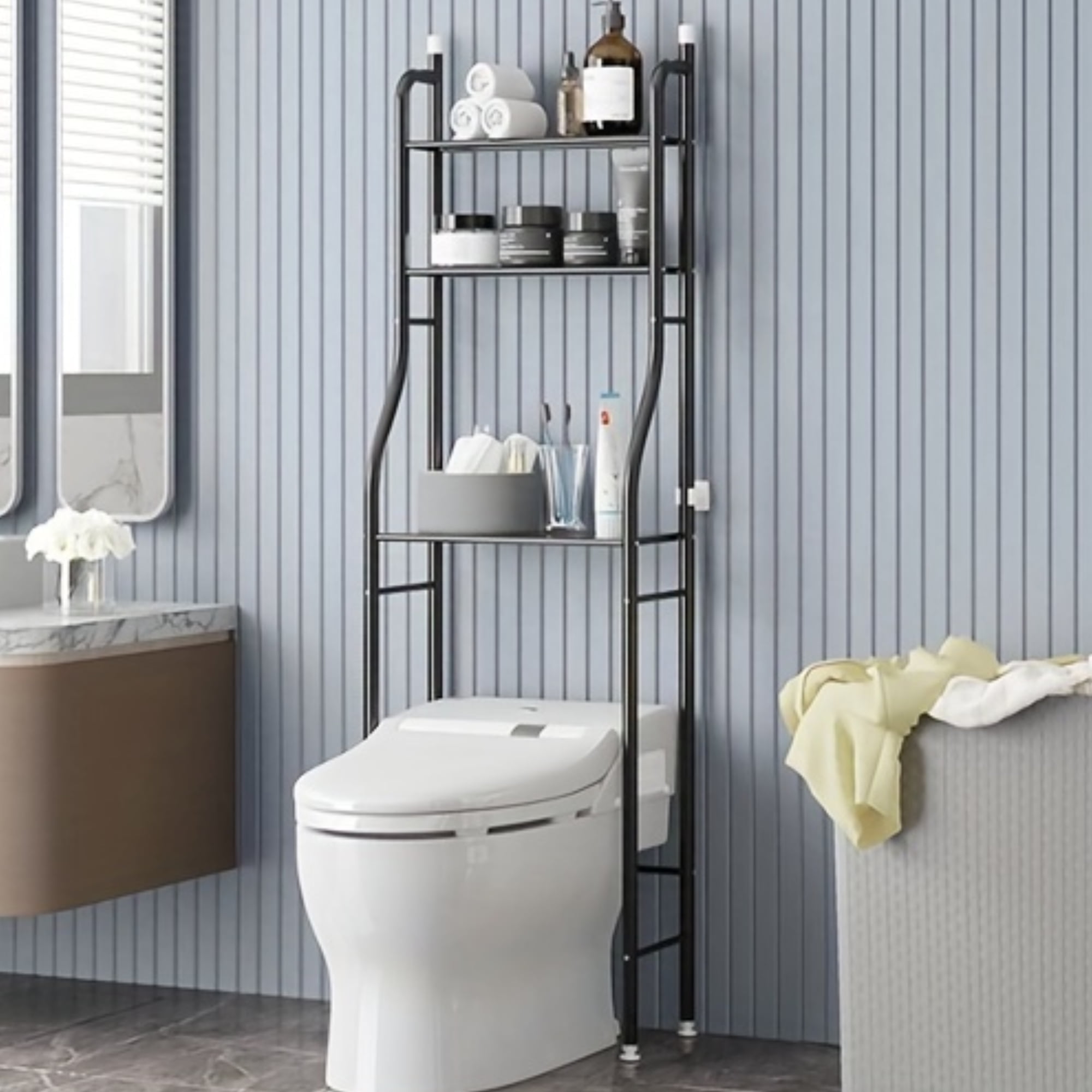 Freestanding Bathroom Storage Rack, Over The Toilet Multifunctional Organizer, Stable Bath Unit ...