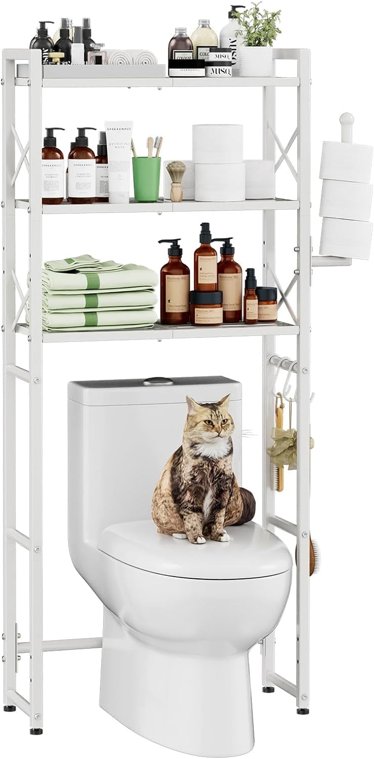 Over The Toilet Storage Rack With Toilet Paper Holder, Heavy Duty Metal