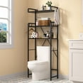 thumbnail image 1 of Over-The-Toilet Storage Rack with 3-Tier Shelves, Space Saver Toilet Shelf, Bathroom Storage Organizer with Hooks for Over-Toilet Storage (Black), 1 of 10