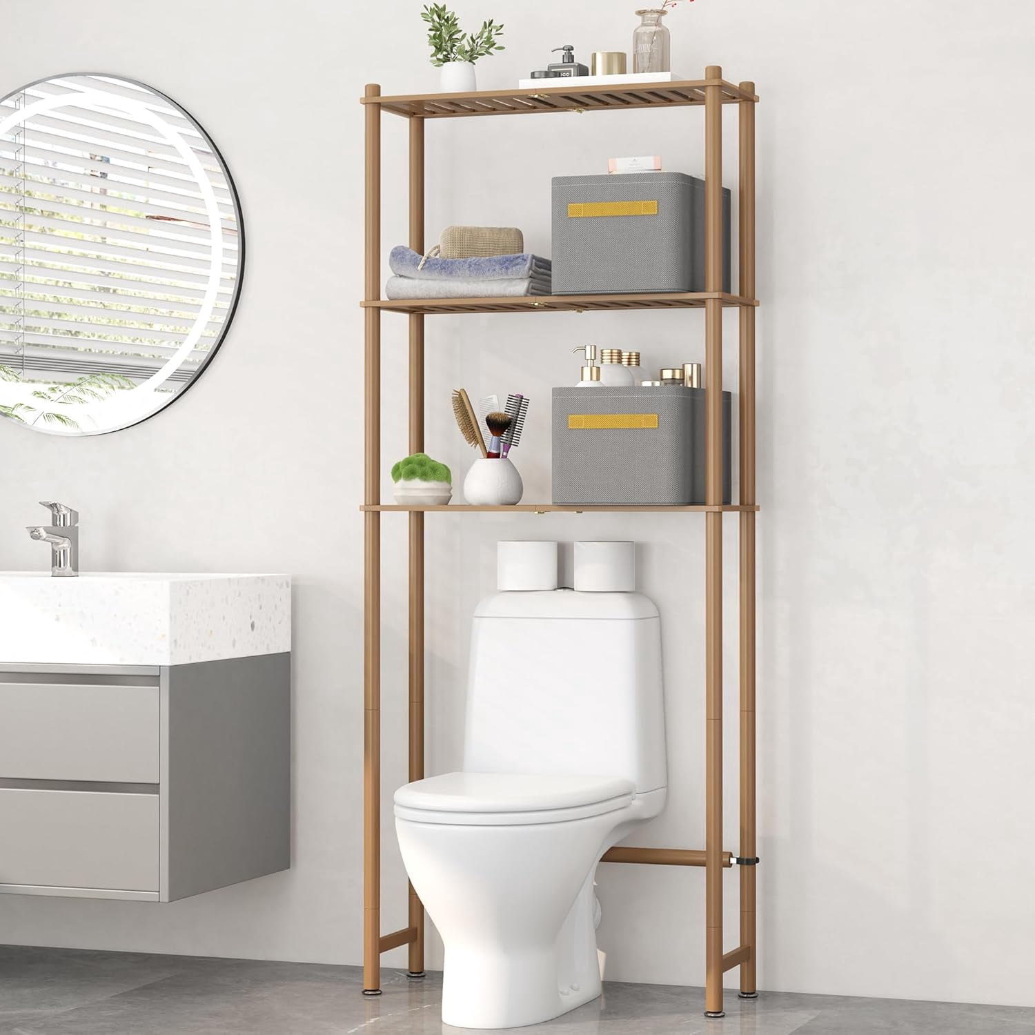 Over The Toilet Storage Shelf, 3-Tier Bathroom Storage Organizer Over ...