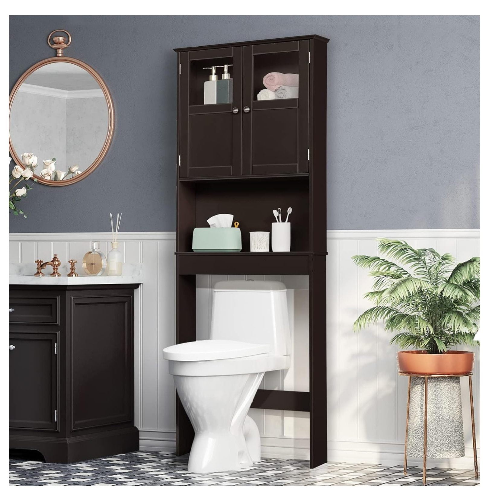 Over-the-Toilet Storage Cabinet, Space-Saving Bathroom Oragnizer Rack