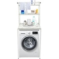 thumbnail image 1 of Over The Washer Dryer Storage Shelf 3-Tier Laundry Room Space Saver Bathroom Organizer Rack for Hanging Towels Drying Clothes Rack (White+Marble), 1 of 8