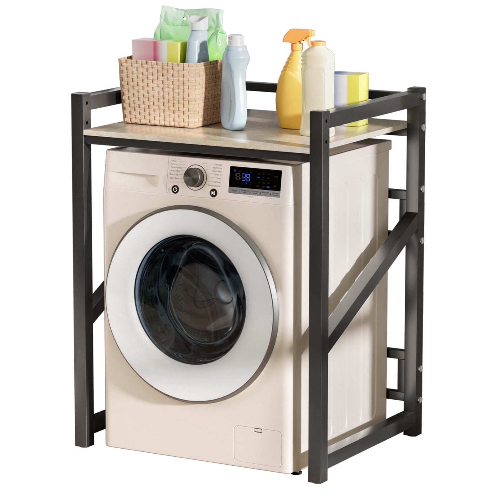 WETLA Over The Washer Storage Shelf, Washing Machine Storage Utility Rack with Countertop, Height Adjustable Washing Machine Storage Stand