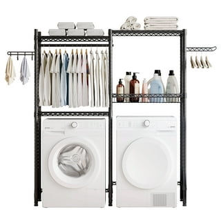 Ulif U4 Over Washer and Dryer Storage Shelf, 2 Rows Laundry Room Space  Saver with Mounted on the Wall Expandable Hanger Rod, Suit Space from  4.9-6.3