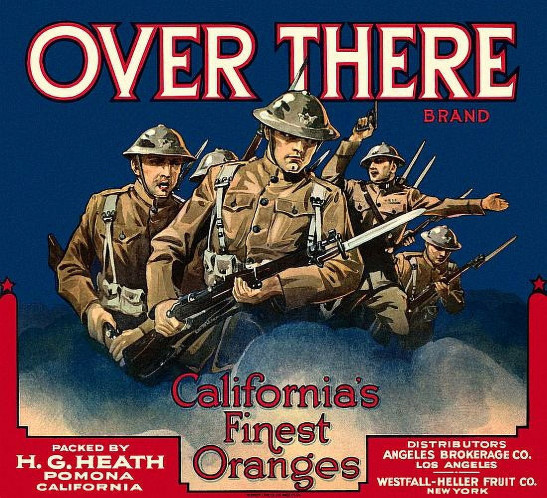 Over There Soldiers charging label Canvas Art - (18 x 24)