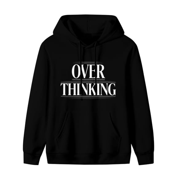 Over Thinking Print Mens Hoodies with Long Sleeve, Lightweight Basis Pullover Men's Drawstring Pocket Sweatshirt Hooded