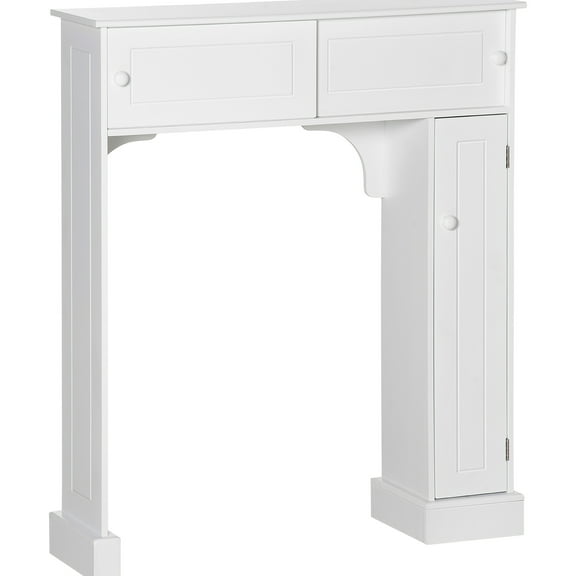 Over Toilet Bathroom Storage Cabinet, White Freestanding With Adjustable Shelves, Saving Space For Paper And Bath Products Toiletries Towels