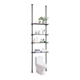 thumbnail image 1 of Over Toilet Storage 4-Tier, Adjustable Bathroom Organizer 53-132" Tall, Low-Carbon Steel Shelf Rack, Space Saver for Small Rooms, Fits Most Toilets, 1 of 9