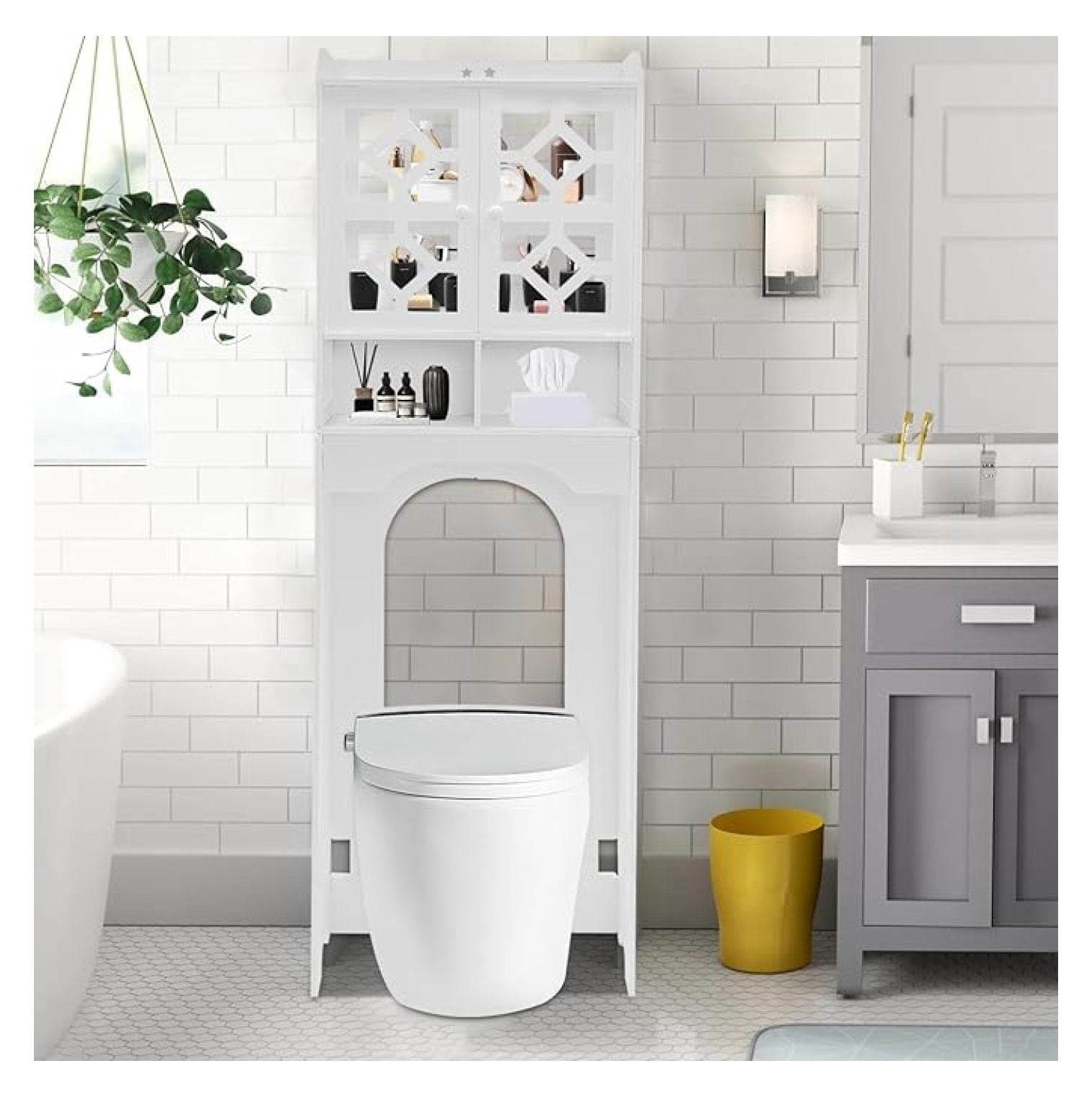 Over Toilet Storage Cabinet 4 Tier, White Bathroom Organizer - Space ...
