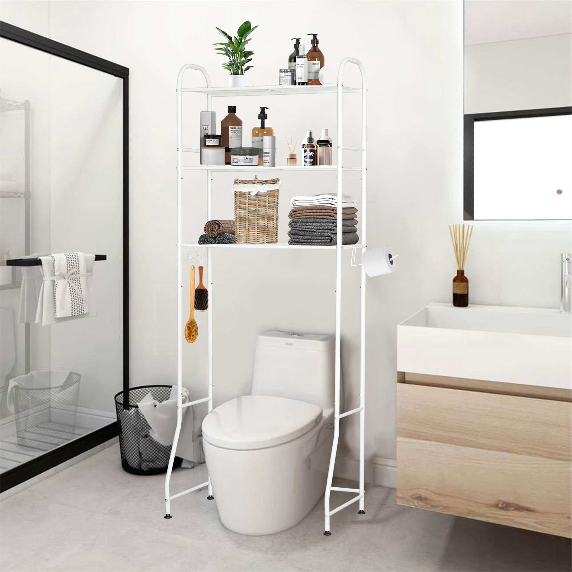 Over Toilet Storage Rack, 3-Tier Space-Saving Freestanding Bathroom ...