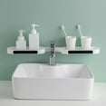 thumbnail image 1 of Over Toilet Storage Rack | Self-Adhesive Bathroom Organizer Shelf | Modern White Plastic | Space-Saving Above Toilet Shelf | 1-Pack, 1 of 5