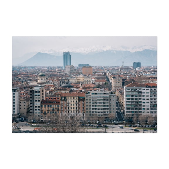 Over Torino 01 - Turin Piedmont Italy Photography Cityscape Skyline Architecture Travel Poster Scenic Unframed Wall Art Print 5 x 7 inches
