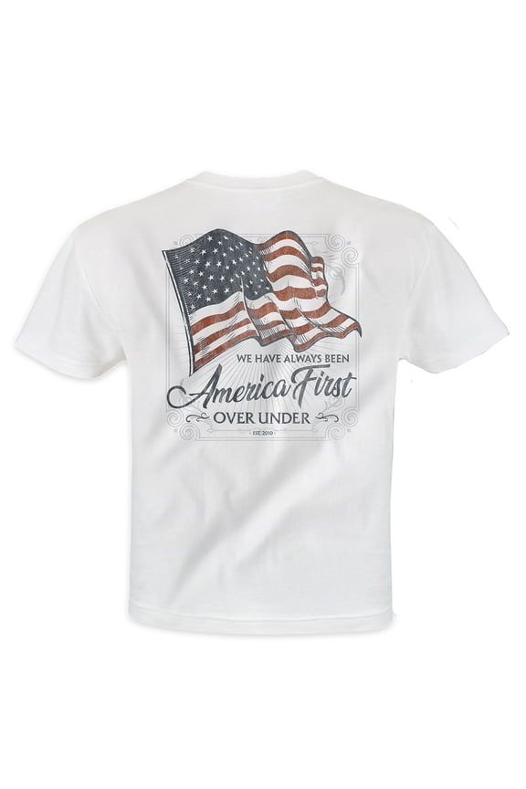 Over Under America First Short Sleeve T-Shirt, White- 2XL