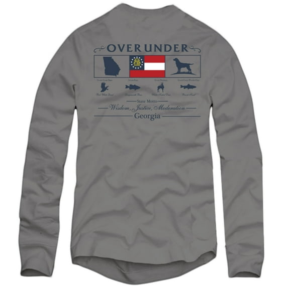 Over Under Long Sleeve State Heritage Sportsman Georgia T-Shirt, Grey- Large