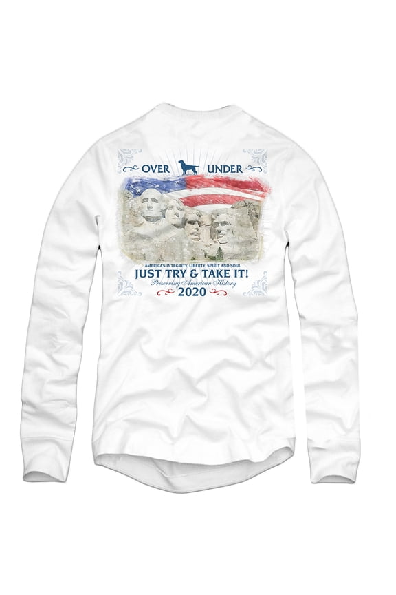 Over Under Mount Rushmore Long Sleeve T-Shirt, White- X-Large